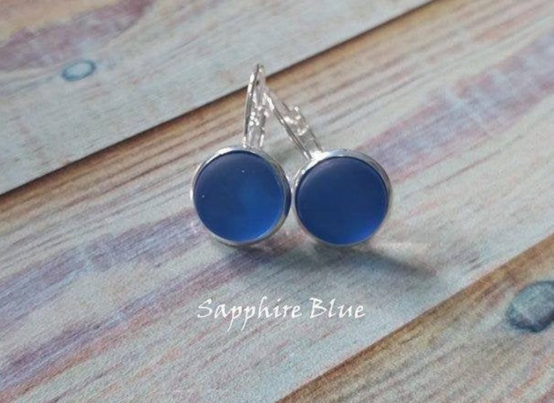 Sterling Silver Sea Glass Earrings-Beach Glass Earrings-Sterling Silver Earrings-Sea Glass Earrings-Sea Glass-Aqua-Turquoise-Teal-Cobalt Sapphire Blue