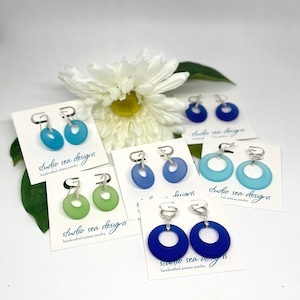 Sterling Silver Sea Glass Earrings-Beach Glass Earrings-Sterling Silver Earrings-Sea Glass Earrings-Sea Glass-Aqua-Turquoise-Teal-Cobalt
