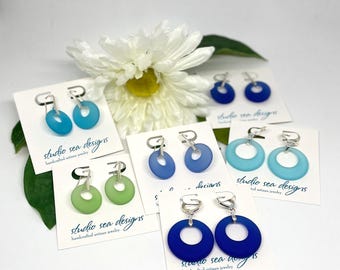 Sterling Silver Sea Glass Earrings-Beach Glass Earrings-Sterling Silver Earrings-Sea Glass Earrings-Sea Glass-Aqua-Turquoise-Teal-Cobalt