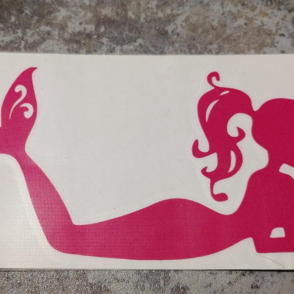 Mermaid Vinyl Decal-Mermaid Sticker-Pony Tail Mermaid-Beach Decal-Preppy Decal-Pink Decal-Pony Tail-Mermaid Pose-Beach Girl-Mermaids