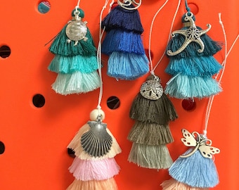 Bogg Bag Tassels-Bag Tassel Charm-Bogg Bag Charms-Beach Bag Charms-Starfish Tassel-Sand Dollar Tassel-Handbag Accessories-Tote Tassel