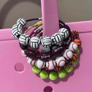 Beaded Sports Bogg Key Ring-Football Bogg Charm-Baseball Bogg Ring-Tennis Bogg Ring-Basketball Bogg Ring-Volleyball Bogg-Soccer Bogg Ring