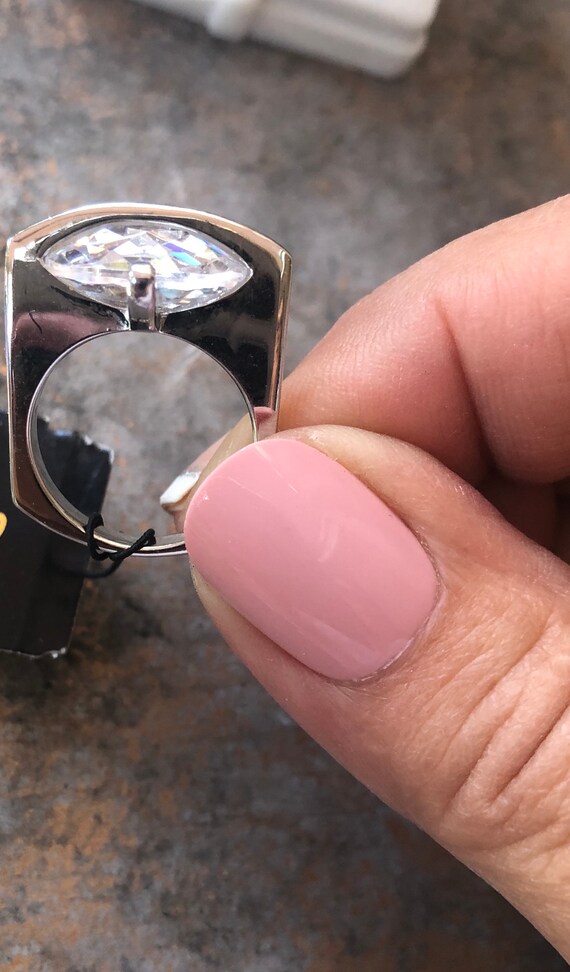 Unique Oval CZ Statement Ring, size 6 - image 5