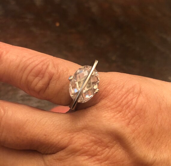 Unique Oval CZ Statement Ring, size 6 - image 2