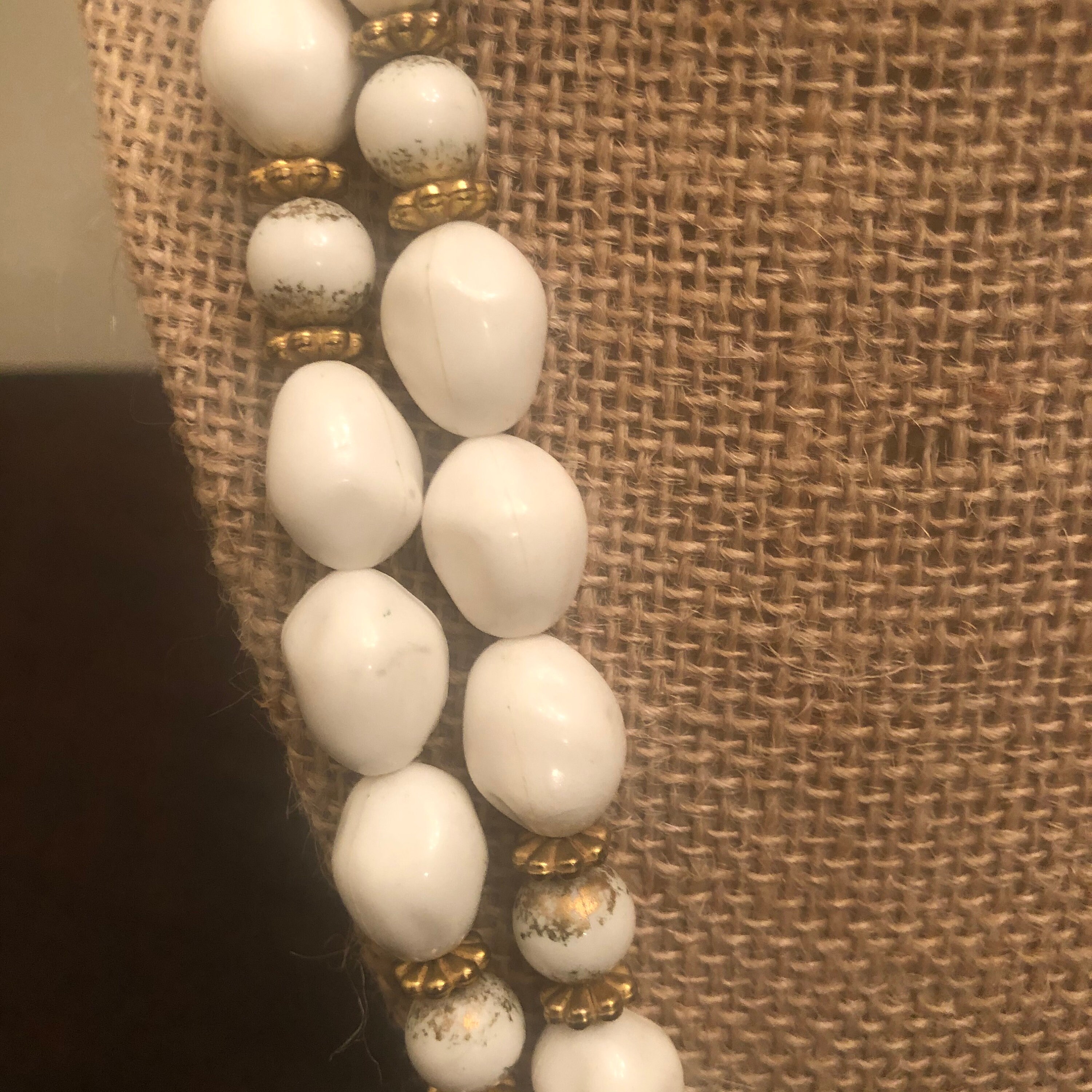 12 Large White Gold Tone Bead Necklace Etsy