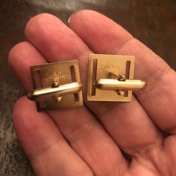 Vintage Swank Gold-tone Cuff Links & Tie Pin - image 5