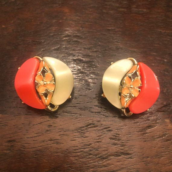 Lot of Six Pairs of Vintage Earrings - Orange - image 5