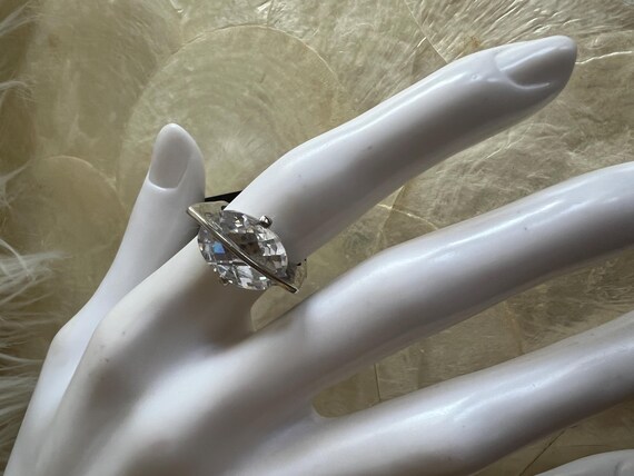 Unique Oval CZ Statement Ring, size 6 - image 6