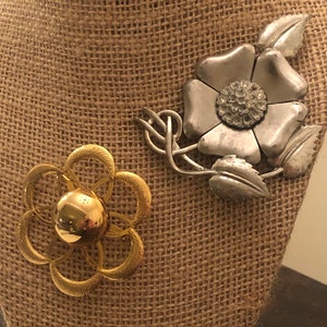 Two Vintage Metal Brooches from 1960&#39;s