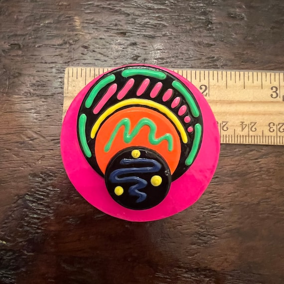 Handcrafted Paper & Paint Pin Brooch - image 4