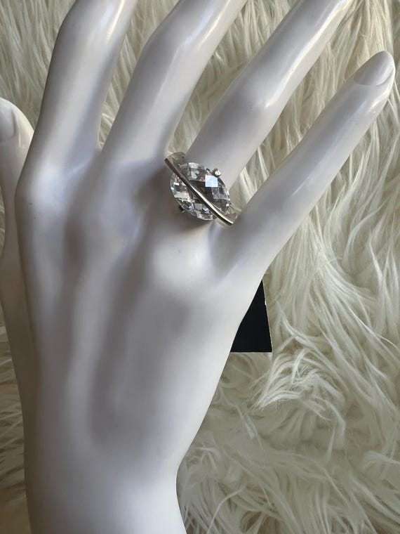 Unique Oval CZ Statement Ring, size 6 - image 1