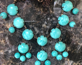 Faux Turquoise Bib Drop Necklace