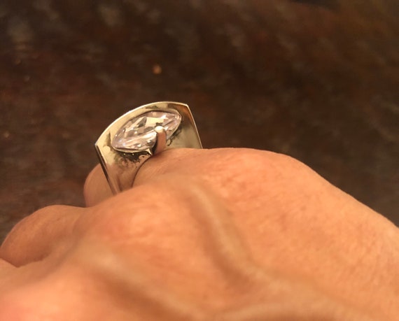 Unique Oval CZ Statement Ring, size 6 - image 3