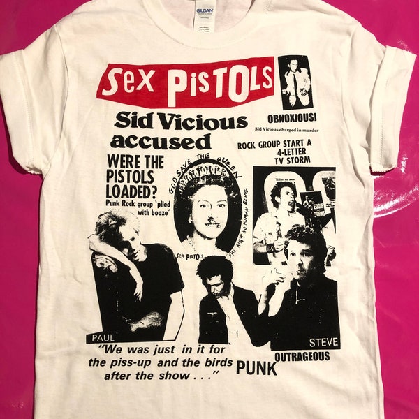 Sex Pistols - Sid Accused Collage Style Punk T-Shirt Re-creation