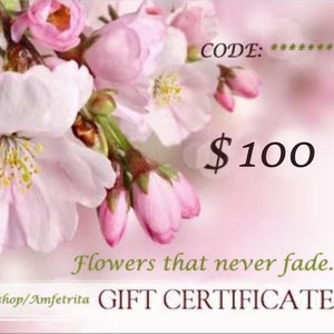 Gift Certificate, Gift for Special One, Download Gift Card, Gift Card for Mom, Jewelry Gift Card, 100 Dollar Gift Card, Digital Certificate