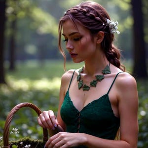 Green Leaves Clay Necklace, Forest Leaf Necklace, Green Leaves Pendant, Green Leaf Jewelry, Tree Spirit Jewelry, Woodland Fairy Jewelry