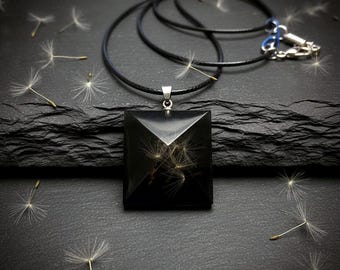 Dandelion Seed Epoxy Resin Necklace, Romantic Wish Pendant