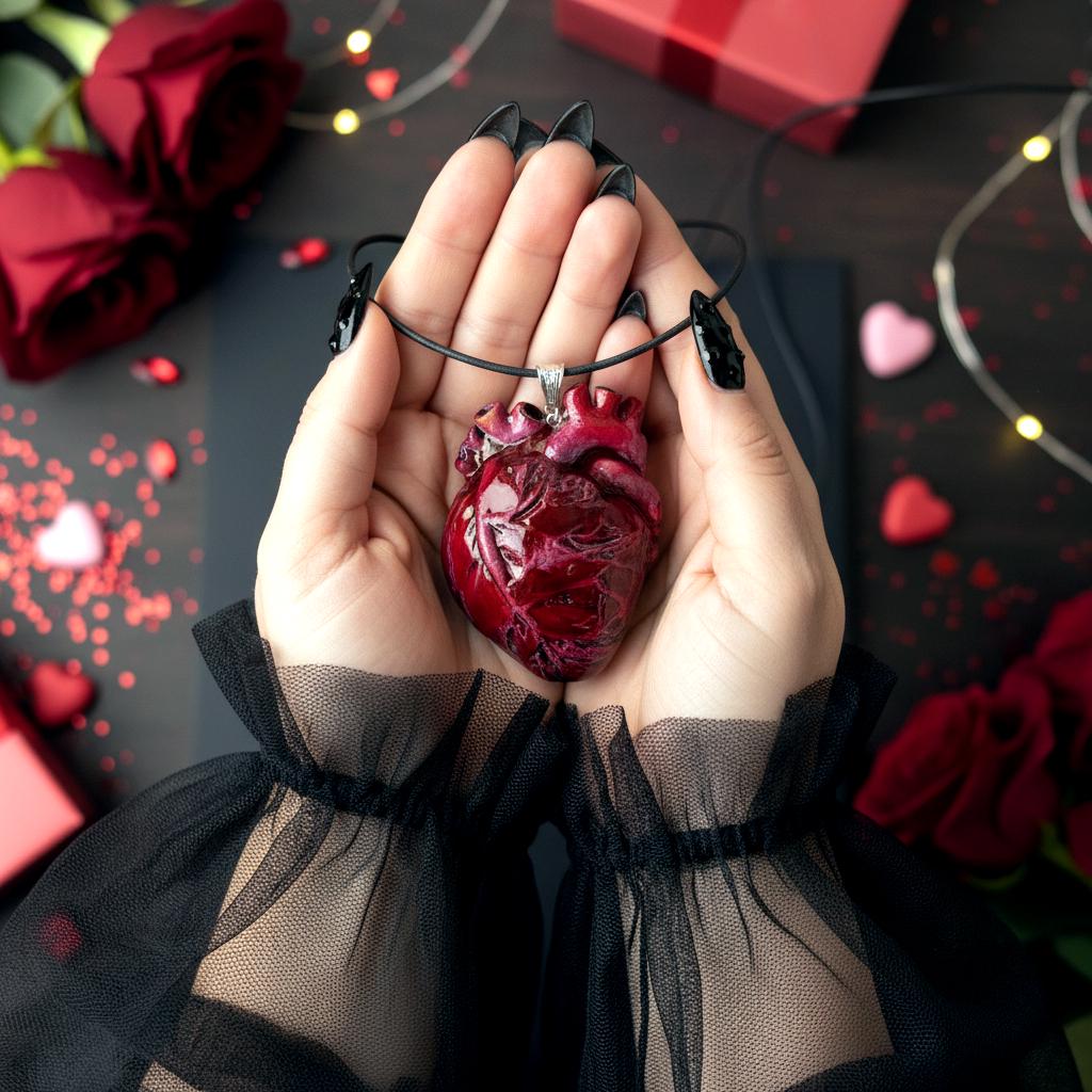 Red Anatomical Heart Pendant, Halloween Human Heart Necklace - Etsy