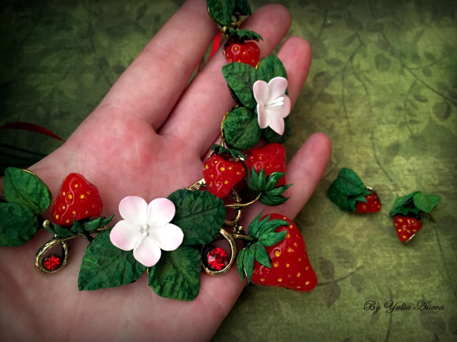 Strawberry necklace Spring necklace Strawberry polymer clay Etsy