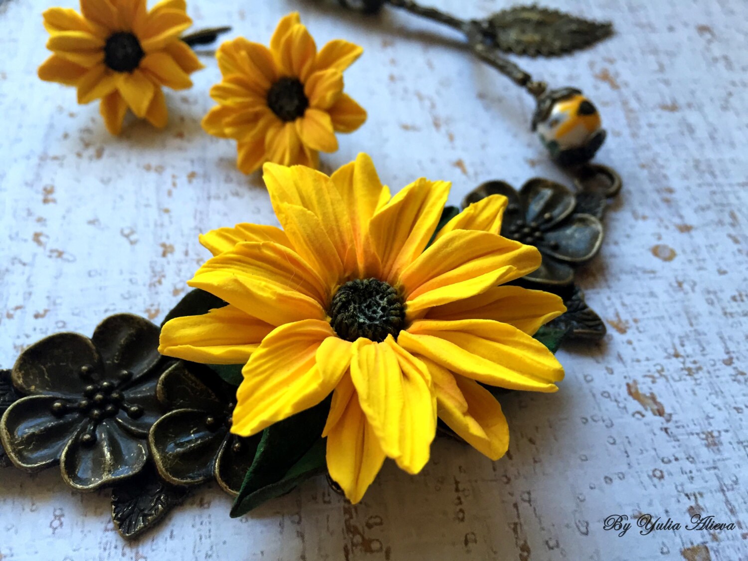 200 PCS Polymer Clay Sunflower Beads Sunflower Flower Spacer Beads Yellow  Clay Beads Women – the best products in the Joom Geek online store