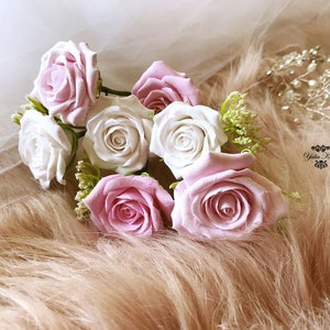 Bridal Hair Clips, Wedding Flowers Pins, Bridal Hair Accessories, Flower Hair Pin, Rose Flower Pin, Clay Rose Flower Pin, Bridal Flower Pin