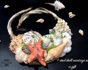 Seashell Jewelry, Polymer Clay Necklace, Polymer Clay Jewelry, Seashell Necklace, Mermaid Jewelry, Beach Necklace, Shell Beach Necklace