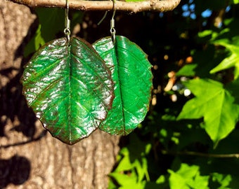 Green Leaves Earrings, Summer Leaves, Polymer Clay Jewelry, Woodland Earrings, Clay Leaves Earrings, Summer Leaves, Forest Green Earrings
