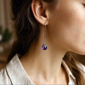 Crystal Epoxy Resin Earrings, Purple Real Dry Flower Earrings, Resin Earrings, Nature Jewelry, Real Dry Flower Jewelry, Real Flower Earrings