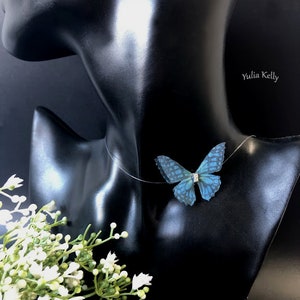 Schmetterling Halskette, Insekt Schmuck, Seide Schmuck, Seide Schmetterling Halskette, Baumwolle Schmetterling Halskette, Organza Schmetterling Halskette
