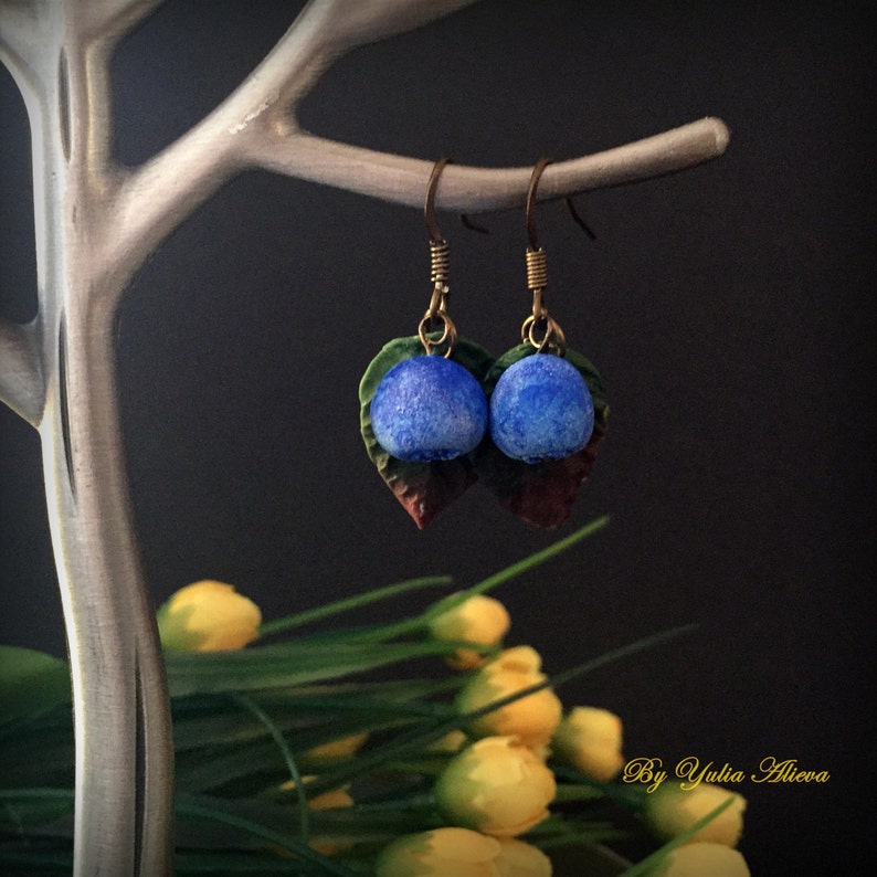 Blueberry Jewelry Blueberry Earrings Blue Berries Berry Etsy