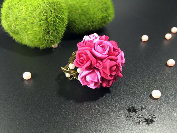 Rose Ring Jewelry With Roses Rose Flower Ring Pink Flower Ring
