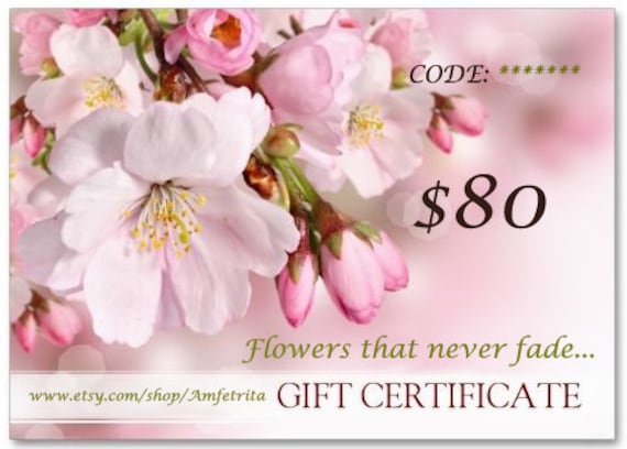 Gift Certificate, Gift for Special One, Download Gift Card, Printable Gift Card, Jewelry Gift Card, 80 Dollar Gift Card, Digital Certificate