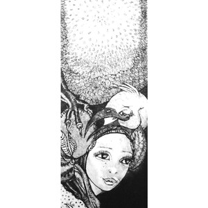 Original etching VOGELFREI 40 x 26 cm black and white gift decoration living room art illustration etching print graphic fairy tale
