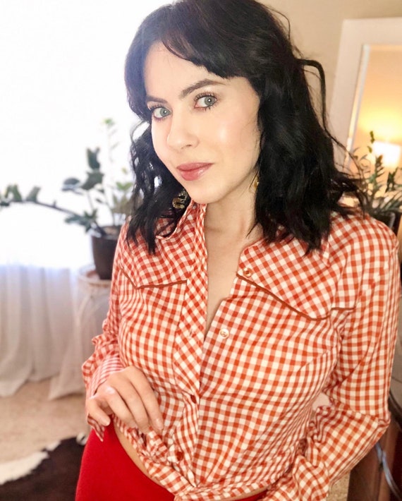 1970’s Gingham Western button down shirt