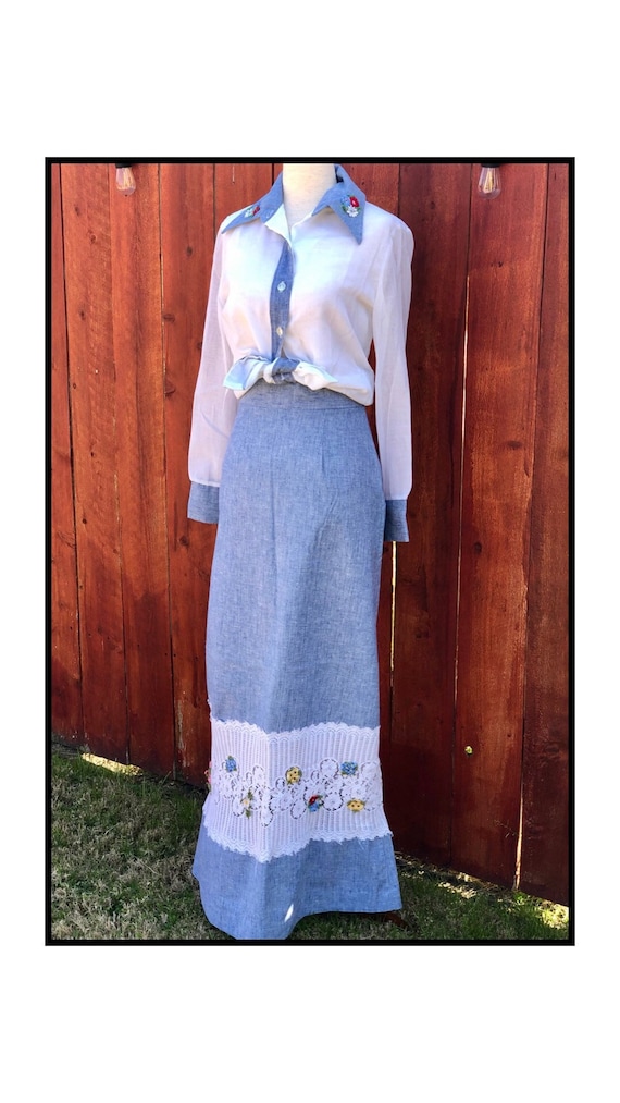 1970’s Prairie Two Piece, Skirt and Top - image 1