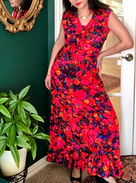 1960’s Psychedelic Floral Maxi - image 1