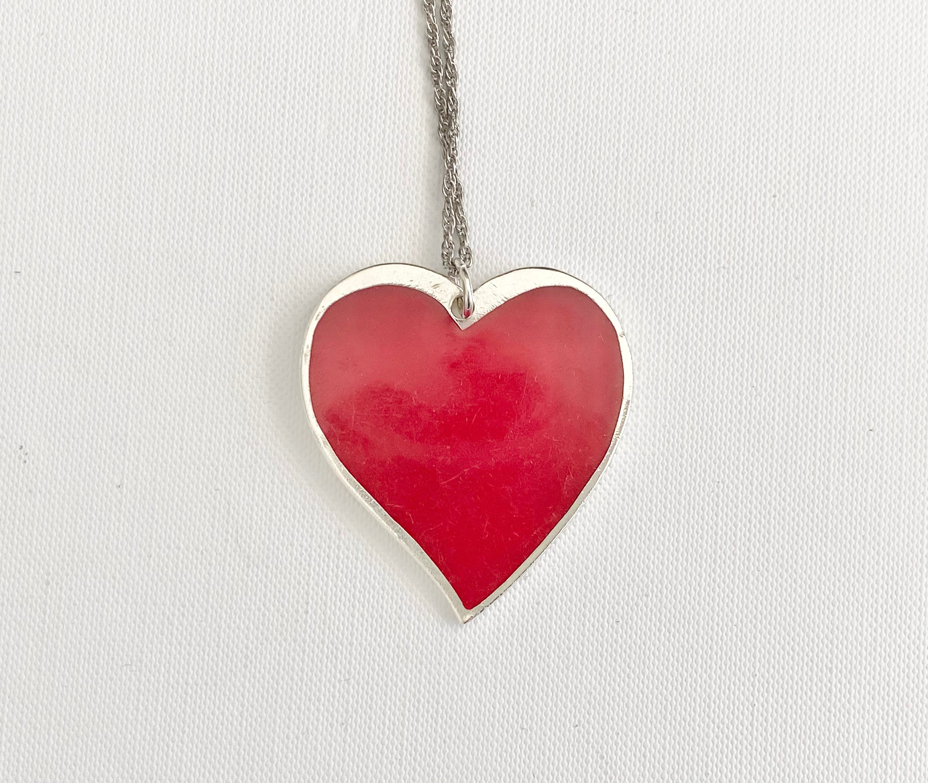 Big Red Heart Necklace Etsy Australia