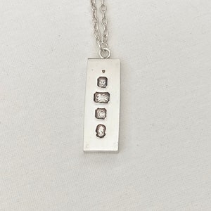 Vintage Sterling Silver Silver Ingot Pendant with chain - Vintage Necklace - 1977 London Silver Hallmark Vintage Silver Ingot Necklace