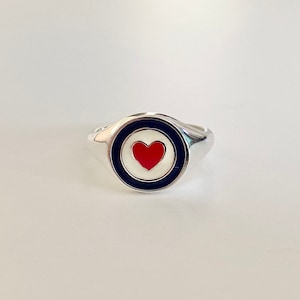 Vintage Sterling Silver Signet Ring - Vintage Signet Ring - Vintage Heart Ring - Vintage Heart Signet Ring - Heart Signet Size 6 1/4 or M