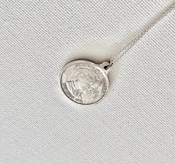 Vintage Sterling Silver Charles and Diana Pendant… - image 3