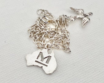 Vintage Sterling Silver Charm Bracelet – Vintage Silver Bracelet - Vintage Sterling Silver Australia bracelet - Vintage Bird Bracelet