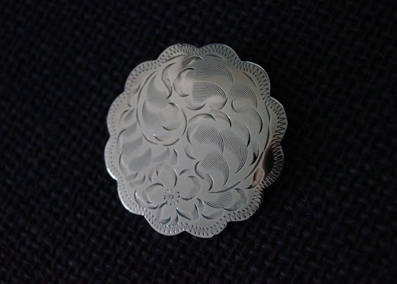 Vintage Sterling Silver Flower Brooch - Sterling … - image 1