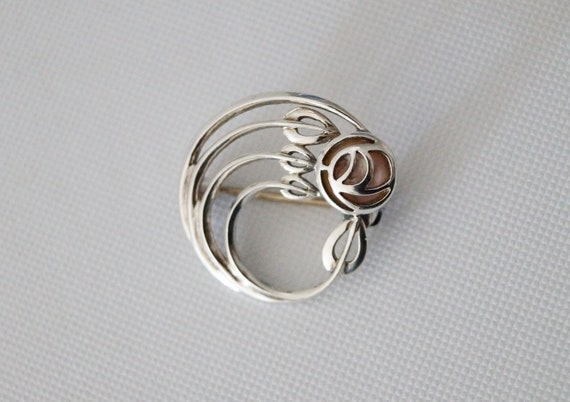 Vintage Sterling Silver Rose Brooch - Vintage Broo