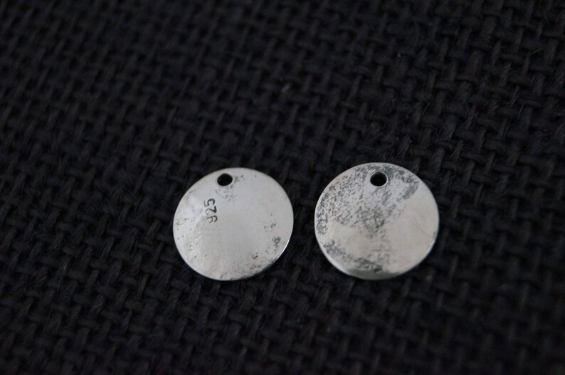 Silver Hoop Earrings Sterling Silver Hoop Earrings with embossed Sterling Silver disc Handmade Earrings Boho Earrings