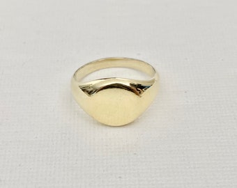 Vintage Gold Plate on Silver Signet Ring - Vintage Signet Ring - Vintage Mens Pinky Ring - Vintage Silver Signet Ring - Size 5 3/4 or K 3/4