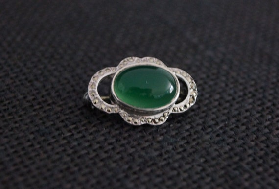Vintage Sterling Silver Brooch - Vintage Marcasite