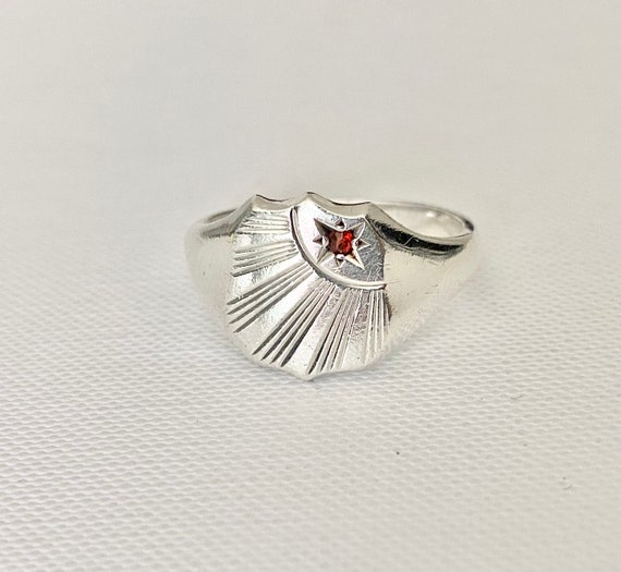 Vintage Sterling Silver Signet Ring - 1978 Vintag… - image 1