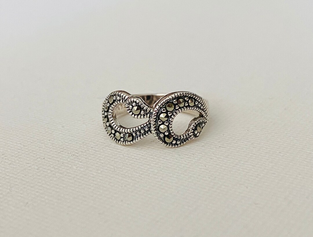 Vintage Sterling Silver Marcasite Ring - Chunky Silver Ring