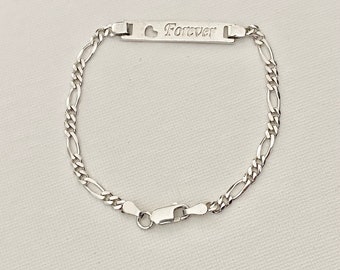 Vintage Sterling Silver Forever Bracelet - Heart Bracelet - Vintage ID bracelet - Silver ID bracelet - Ladies ID bracelet - Gift for her