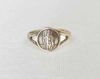 Vintage Sterling Silver Ring - Vintage St Christopher Ring - Vintage Ring - Token of safe travel - St Christopher Jewellery - Size 6 or L